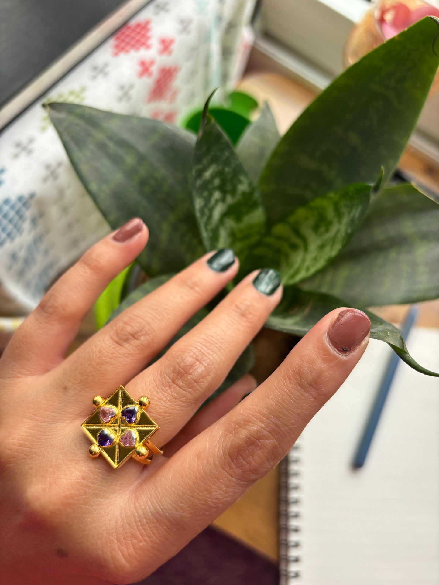 MADELEINE RING (amethyst+pink zircon)