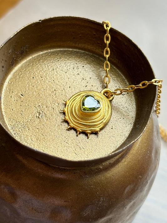 VALENTINA PENDANT NECKLACE(olive green)